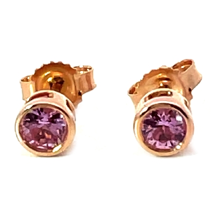 14K Rose Gold Pink Sapphire Bezel Stud Earrings...