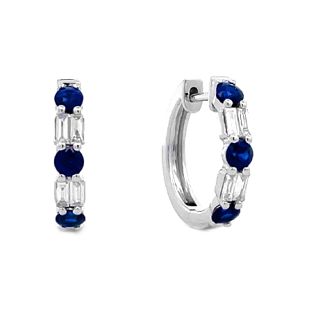 14K White Gold Alternating Baguette and Round H...