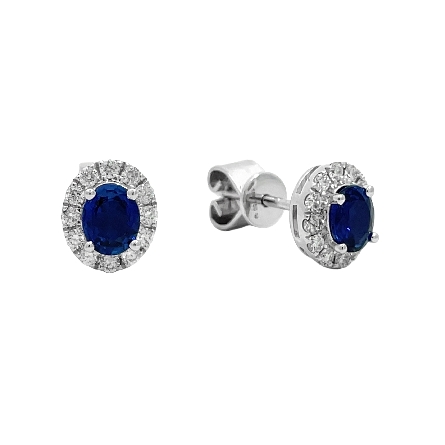/home/earthtreasures/catalog.shopearthtreasures.com/imagedumplarge/EARTH_O2-01213.jpg 18K White Gold Oval Halo Stud Earrings w/Blue S...