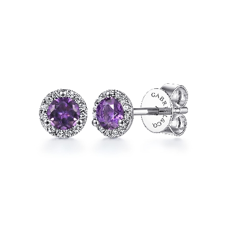 14K White Gold Gabriel Small Halo Stud Earrings...