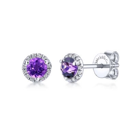 /home/earthtreasures/catalog.shopearthtreasures.com/imagedumplarge/EARTH_O4-01033.jpg 14K White Gold Halo Stud Earrings w/Amethyst=.4...