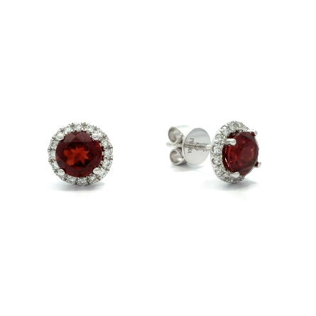 /home/earthtreasures/catalog.shopearthtreasures.com/imagedumplarge/EARTH_O6-00669.jpg 14K White Gold Halo Stud Earrings w/Garnet=1.47...