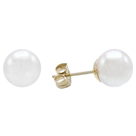 14K Yellow Gold 8mm Cultured Pearl Stud Earrings