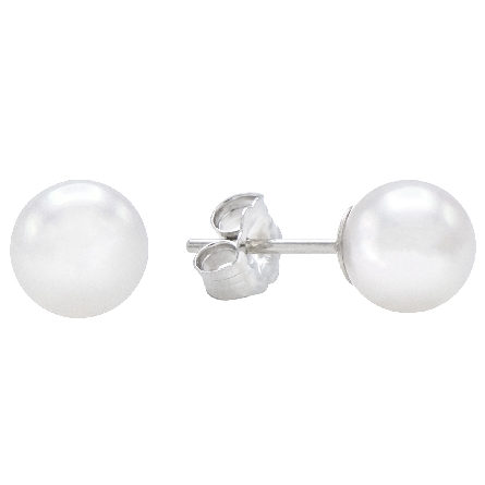 14K White Gold 6.5-7mm Cultured Pearl Stud Earr...