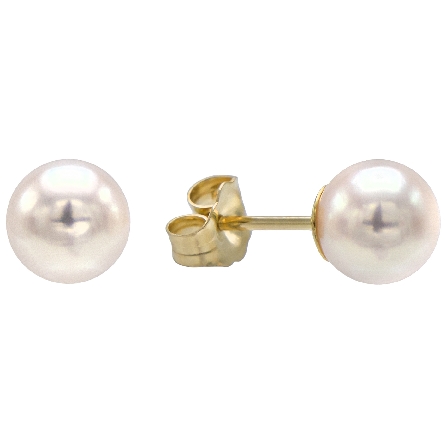 14K Yellow Gold 6-6.5mm Cultured Pearl Stud Ear...