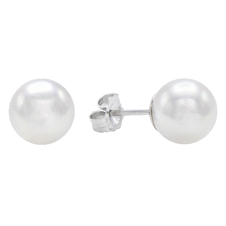 14K White Gold 8-8.5mm Cultured Pearl Stud Earr...
