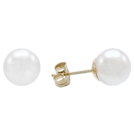 14K Yellow Gold 8-8.5mm Cultured Pearl Stud Ear...