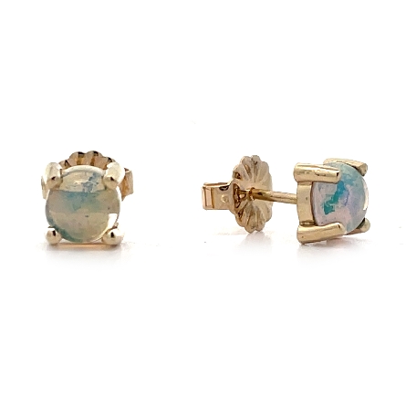 14K Yellow Gold 4Prong Stud Earrings w/5mm Opal...
