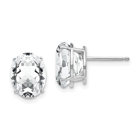14k White Gold 10x8mm Oval Cubic Zirconia Stud ...