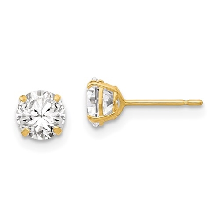 14K Yellow Gold 4 Prong 5mm Round Cubic Zirconi...