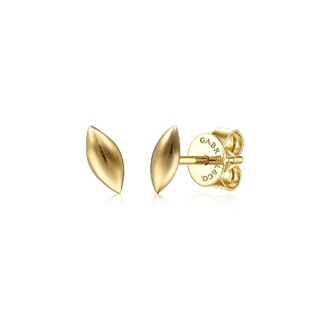 14K Yellow Gold Gabriel Leaf Stud Earrings #EG1...