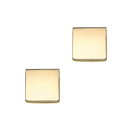 14K Yellow Gold 4.9mm Square Disc Stud Earrings...