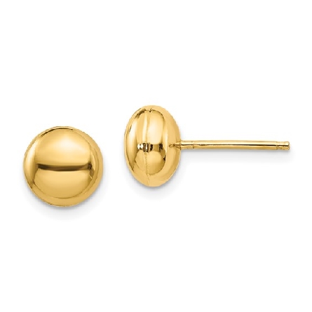 14K Yellow Gold Polished 8mm Button Post Earrin...