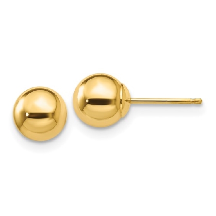 14K Yellow Gold 6mm Polished Ball Earrings #X6MMG