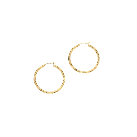 14K Yellow Gold 3x40mm Polished Tube Hoop Hinged Clasp Earrings 2.9gr #T512