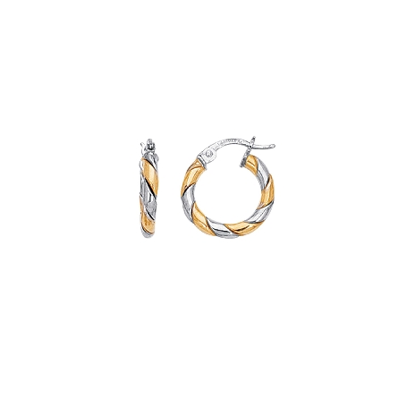 14K Yellow and White Gold 15x2.5mm Twisted Smal...