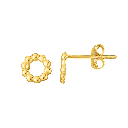 14K Yellow Gold 6.8mm Textured Open Circle Stud...