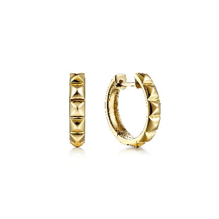 14K Yellow Gold 15mm Grommet Pattern Huggie Hoo...