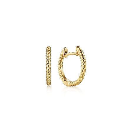 14K Yellow Gold Gabriel Twisted Rope Huggie Hoo...