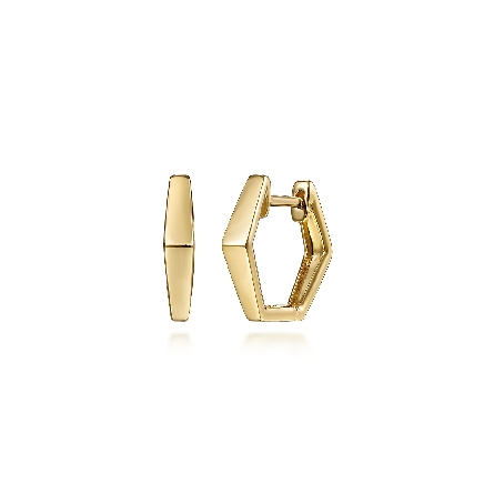 14K Yellow Gold Gabriel Geometric Huggie Hoop E...