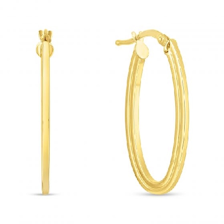 14K Yellow Gold Concentric Oval Hoop Earrings 1...
