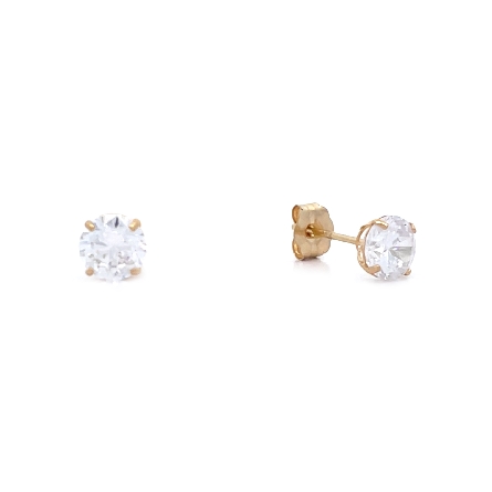 14K Yellow Gold 5mm CZ 4Prong Stud Earrings #CZ105