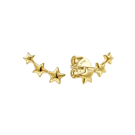 14K Yellow Gold Gabriel Graduating Stars Curved...