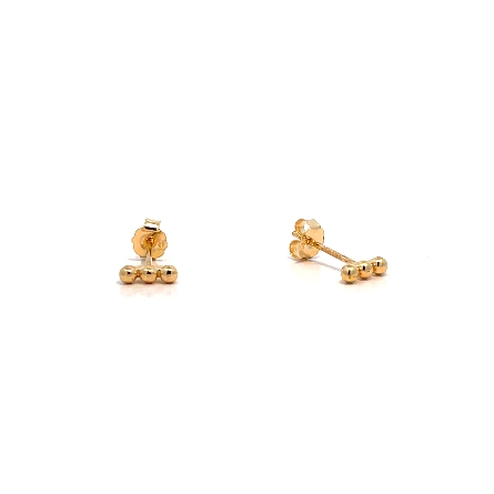 14K Yellow Gold Beaded Bar Post Earrings .50gr ...
