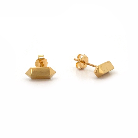 14K Yellow Gold Elongated Hexagon Post Earrings...