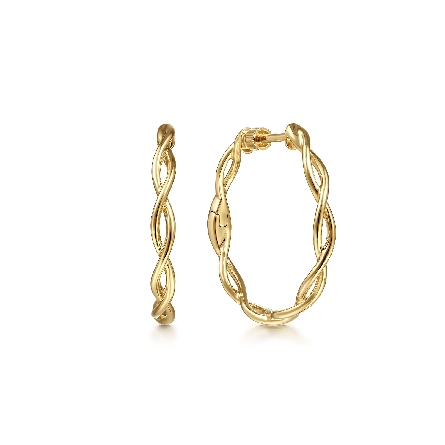 14K Yellow Gold Gabriel 25mm Twist Classic Hoop...