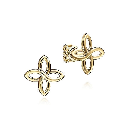 14K Yellow Gold Gabriel Plain Quatrefoil Stud E...