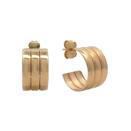 /home/earthtreasures/catalog.shopearthtreasures.com/imagedumplarge/EARTH_Q-08179.jpg 14K Yellow Gold Ridged Huggie Hoop Earrings 1.4...