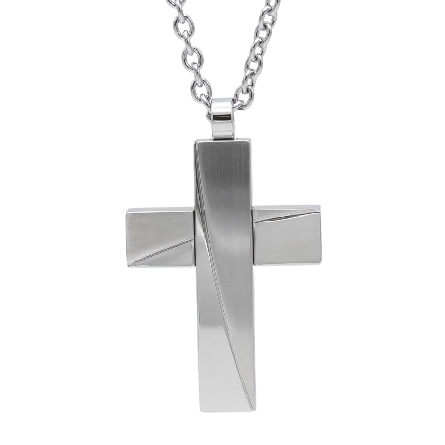 Stainless Steel Brushed/Polished Cross on 22inc...