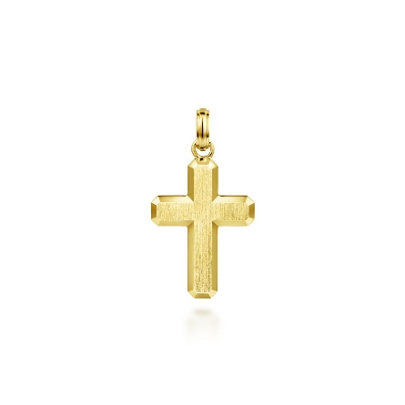 14K Yellow Gold 33.6x18.9mm Brushed Finish Cross Pendant (Chain not included) #PCM6542Y4JJJ (S1627698)