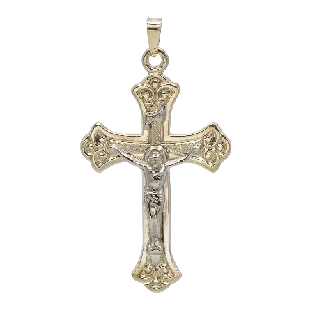14K Yellow and White Gold 33x23mm Crucifix Pend...