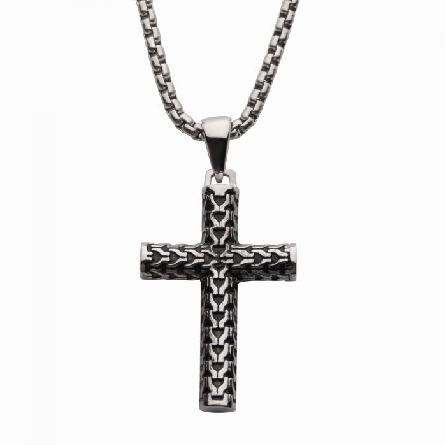 Stainless Steel Sccale Pattern Cross Pendant on...