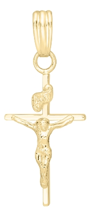 14K Yellow Gold Crucifix Pendant on 18inch Rope...