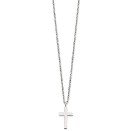 Stainless Steel 20mm Cross Pendant on 18inch Ch...