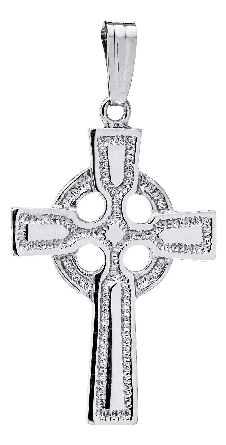 Sterling Silver 33x18mm 18inch Celtic Cross Necklace #C1069