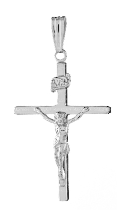 Sterling Silver 19x35mm 18inch Crucifix Cross Necklace #C1105