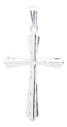Sterling Silver 19x28mm 18inch Ribbed Cross Fla...