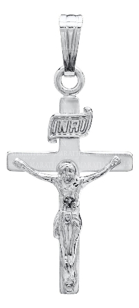 Sterling Silver 12x18mm 18inch Flat Crucifix Necklace #C391
