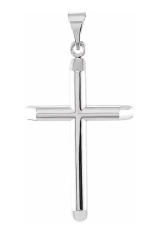 14K White Gold 33.25x19mm Slant Edges Cross Pen...