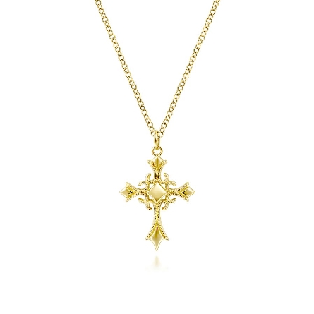 14K Yellow Gold Vintage Inspired Cross Pendant ...
