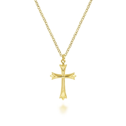 14K Yellow Gold Small Flair Edge Cross Pendant ...
