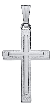 Sterling Silver 10x17mm 18inch Flat Etched Cros...