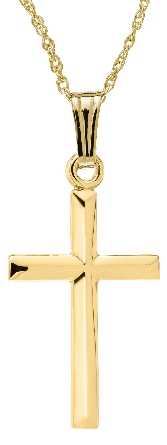 14K Yellow Gold Polish Finish Cross Pendant on ...
