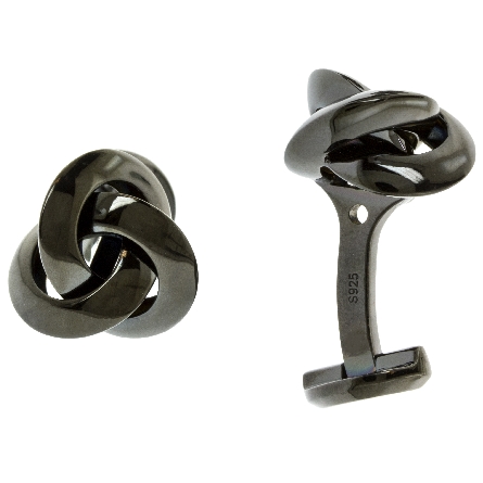 Sterling Silver Black IP Knot Cuff Links #OBS-K...