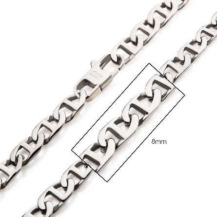 Stainless Steel 24inch 8mm Mariner Link Chain L...
