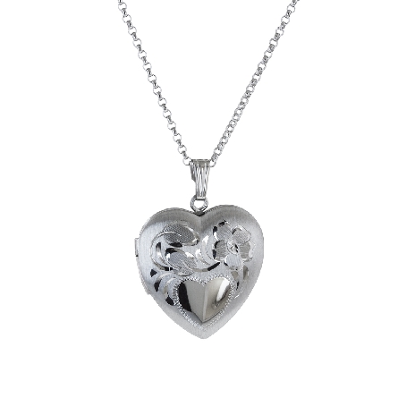 Sterling Silver Medium Heart Hand Engraved Etch...
